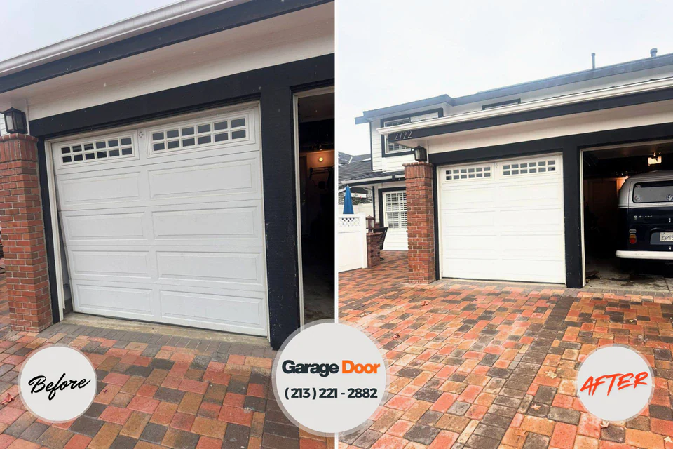 Before and after: garage door repair Riverside, IL